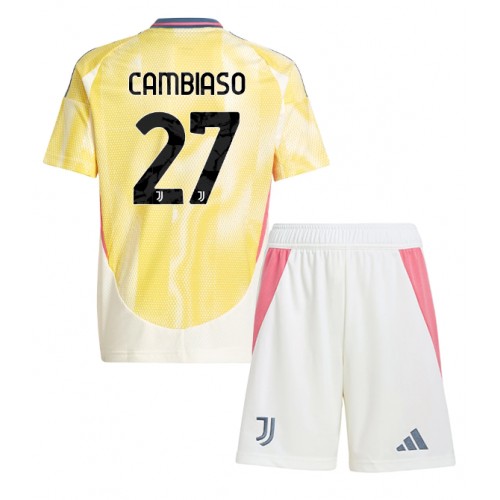 Dres Juventus Andrea Cambiaso #27 Gostujuci za djecu 2024-25 Kratak Rukav (+ kratke hlače)